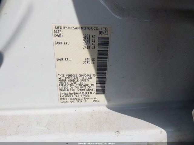 2021 NISSAN ALTIMA 1N4BL4BV1MN408182 Photo 8