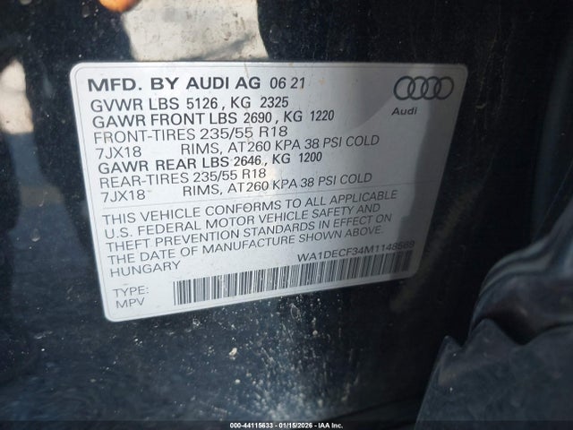 WA1DECF34M1148569 Audi Q3 Premium 45 Tfsi S Line Quattro Tiptronic