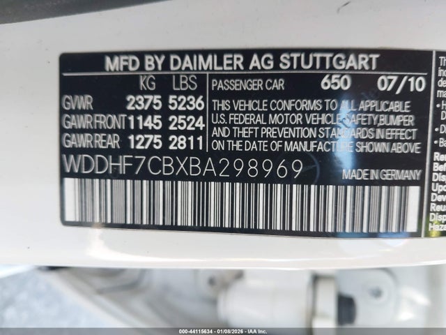 2011 MERCEDES-BENZ E 550 WDDHF7CBXBA298969 Photo 8