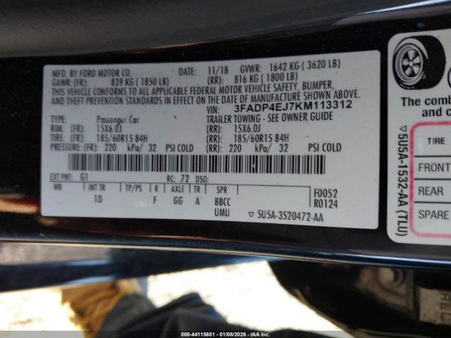 2019 FORD FIESTA 3FADP4EJ7KM113312 Photo 8