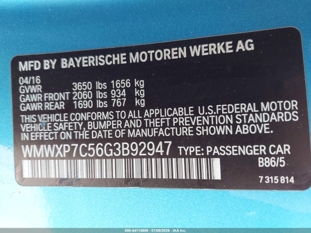 2016 MINI HARDTOP WMWXP7C56G3B92947 Photo 8