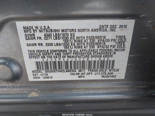 2013 MITSUBISHI OUTLANDER SPORT 4A4AR4AU6DE011038 Photo 8