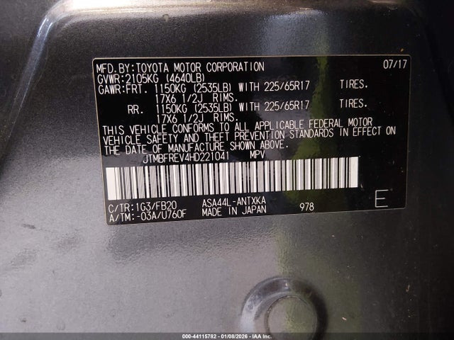 Toyota RAV4 LE 2017 JTMBFREV4HD221041 Image 9