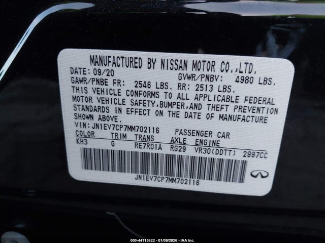 JN1EV7CP7MM702116 Infiniti Q50 Sensory