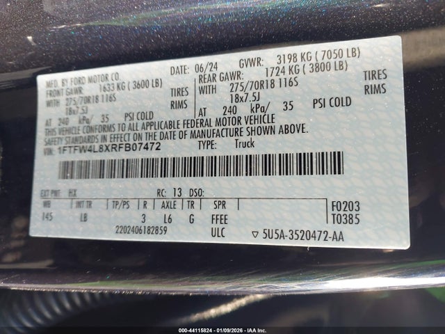 1FTFW4L8XRFB07472 Ford F-150 Tremor