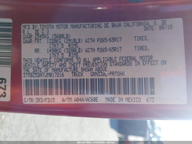 3TMBZ5DN7JM017216 Toyota Tacoma Trd Sport