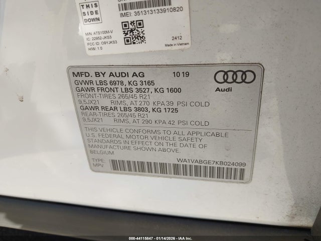 2019 AUDI E-TRON WA1VABGE7KB024099 Photo 8