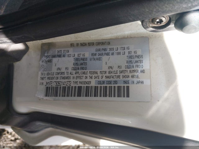44115874 :رقم المزاد ، JM1FE173050141272 vin ، 2005 Mazda Rx-8 6 Speed Manual مزاد بيع