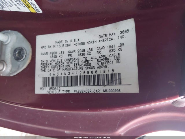 2006 MITSUBISHI ECLIPSE 4A3AK24F26E001815 Photo 8