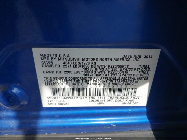 2015 MITSUBISHI OUTLANDER SPORT 4A4AP3AU9FE007391 Photo 8