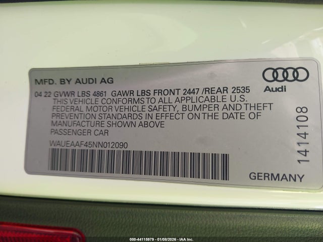 2022 AUDI A4 WAUEAAF45NN012090 Photo 8