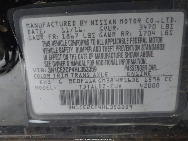 Nissan Versa Note Sv 2017 3N1CE2CP4HL353359 Image 9