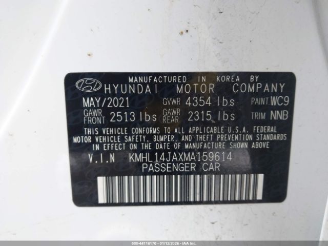 2021 HYUNDAI SONATA KMHL14JAXMA159614 Photo 8
