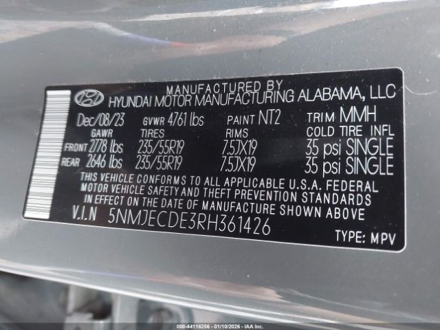 2024 HYUNDAI TUCSON 5NMJECDE3RH361426 Photo 8