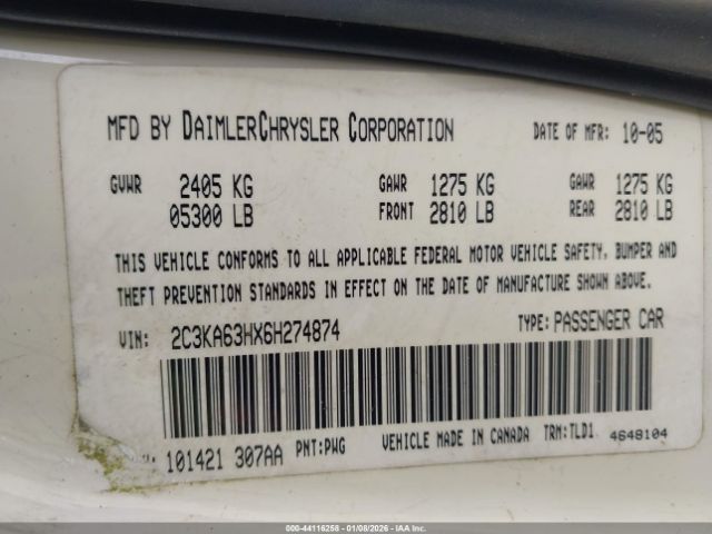 2006 CHRYSLER 300C 2C3KA63HX6H274874 Photo 8