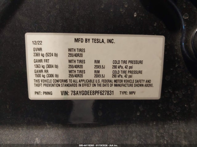 2023 TESLA MODEL Y 7SAYGDEE8PF627831 Photo 8