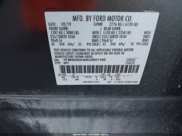 2019 FORD EXPLORER 1FM5K8DH6KGB51185 Photo 8