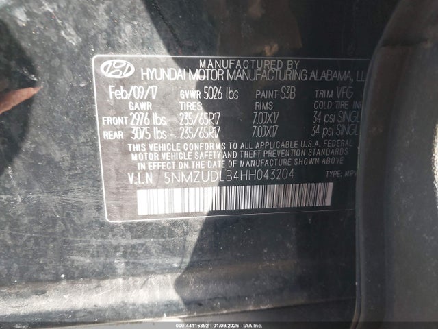 5NMZUDLB4HH043204 Hyundai Santa Fe Sport 2.4l