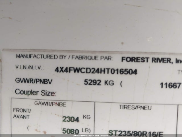Forest River Other 2017 4X4FWCD24HT016504 Image 9