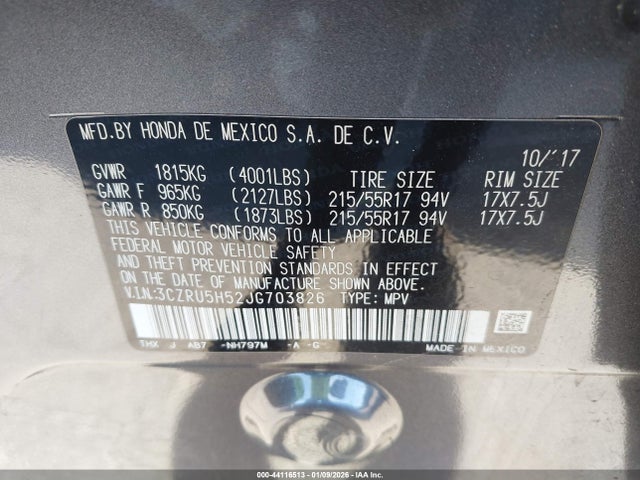 3CZRU5H52JG703826 Honda HR-V EX