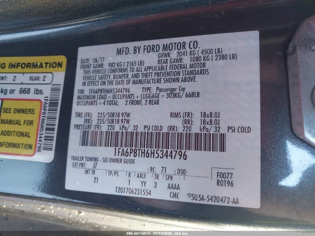 1FA6P8TH6H5344796 Ford Mustang Ecoboost
