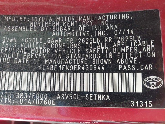 Toyota CAMRY LE 2014 4T4BF1FK9ER430844 Image 9