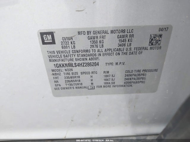 1GKKNMLS4HZ286204 GMC Acadia Slt-1