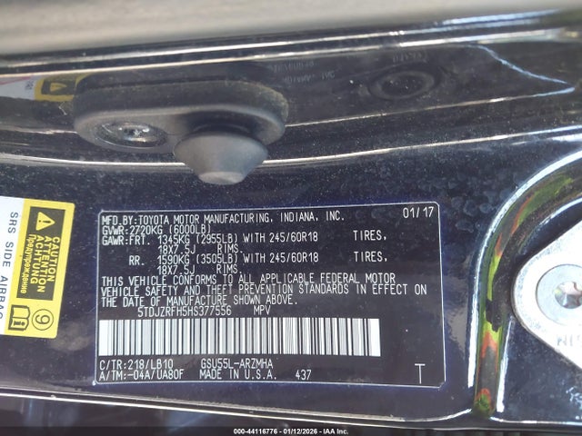 Toyota Highlander Xle 2017 5TDJZRFH5HS377556 Image 9