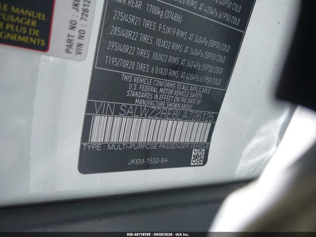 SALWZ2RE8LA726125 Land Rover Range Rover Sport Svr