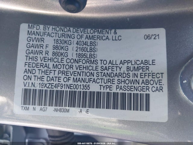 19XZE4F91NE001355 Honda Insight Touring
