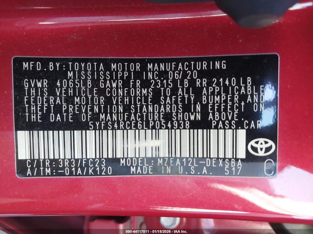 5YFS4RCE6LP054938 Toyota COROLLA SE
