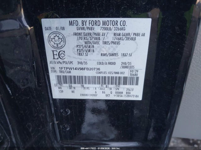 2008 FORD F-150 1FTPW14V98FB20736 Photo 8