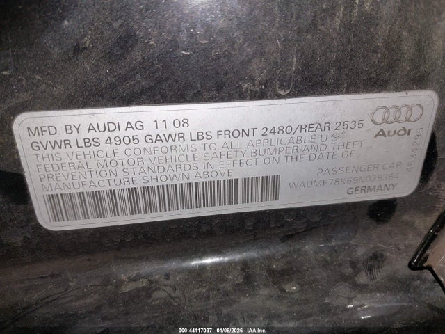 2009 AUDI A4 WAUMF78K69N039364 Photo 8
