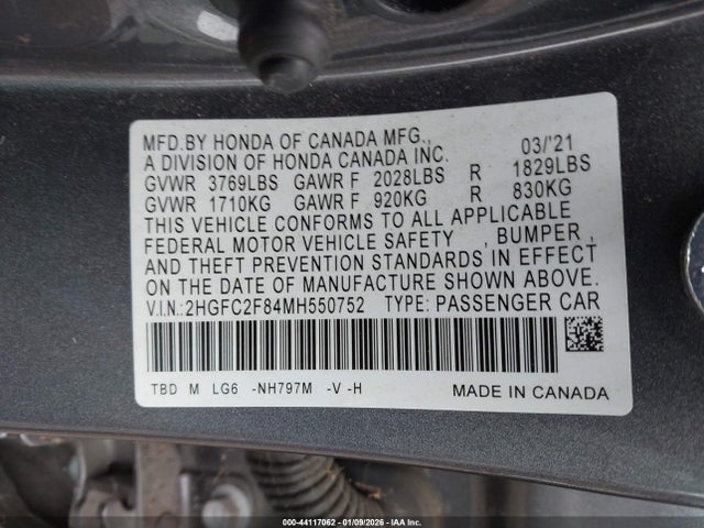 2021 HONDA CIVIC 2HGFC2F84MH550752 Photo 8