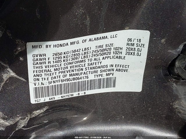 Honda Pilot Touring 2018 5FNYF6H90JB064176 Image 9
