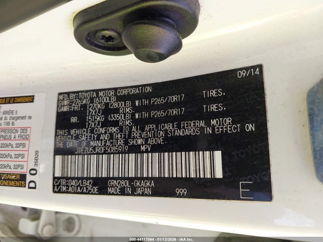 2015 TOYOTA 4RUNNER JTEZU5JR0F5085919 Photo 8