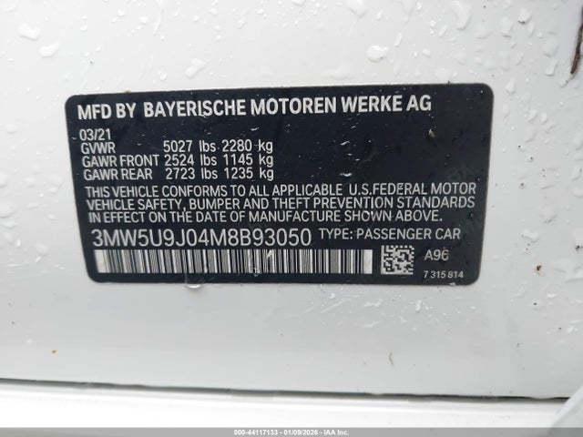 2021 BMW 3 SERIES 3MW5U9J04M8B93050 Photo 8