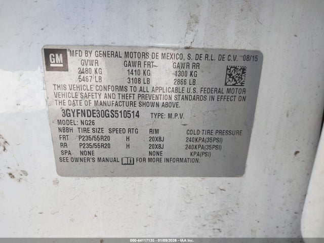 2016 CADILLAC SRX 3GYFNDE30GS510514 Photo 8