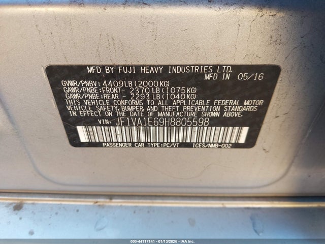 Subaru Wrx Premium 2017 JF1VA1E69H8805598 Image 9