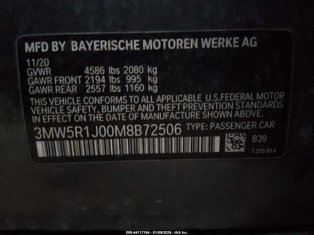 3MW5R1J00M8B72506 BMW 330I