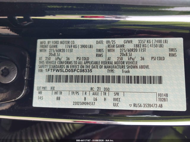 Ford F-150 Lariat 2025 1FTFW5LD0SFC08335 Image 9