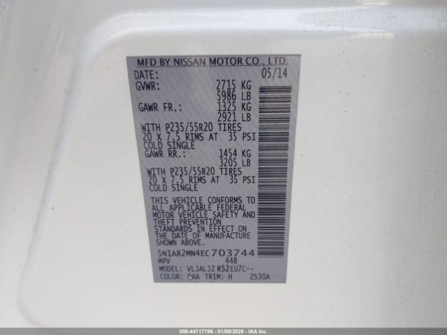 2014 NISSAN PATHFINDER 5N1AR2MN4EC703744 Photo 8