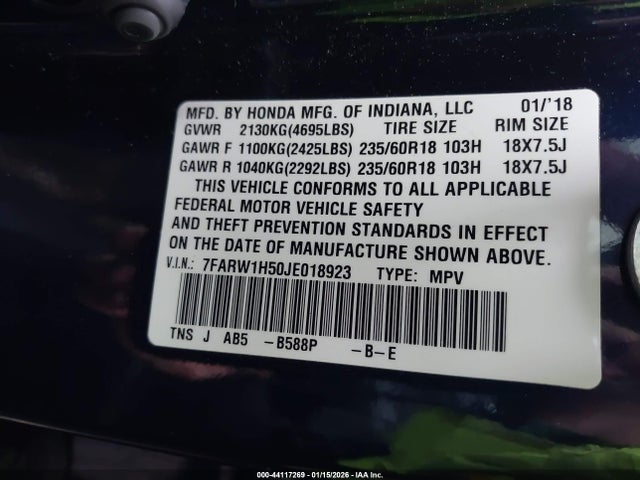 7FARW1H50JE018923 Honda CR-V EX