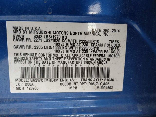 2015 MITSUBISHI OUTLANDER SPORT 4A4AP3AU9FE019332 Photo 8