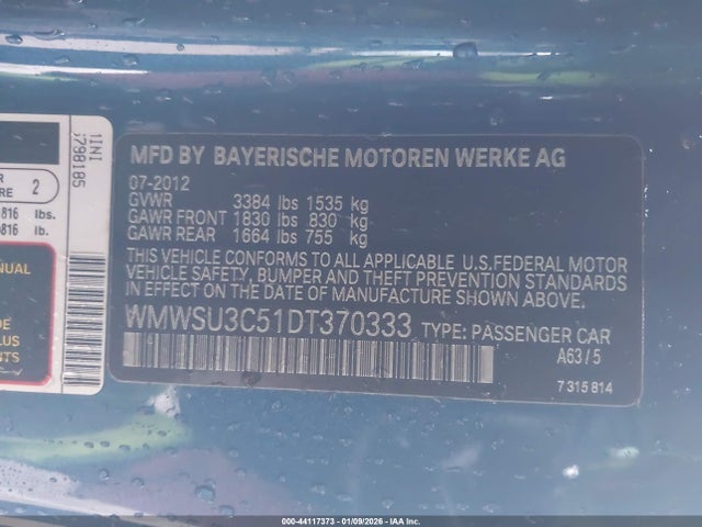 2013 MINI HARDTOP WMWSU3C51DT370333 Photo 8