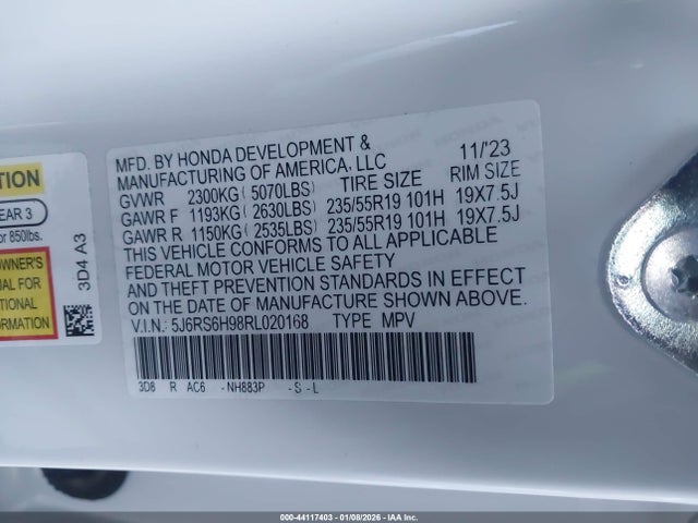 5J6RS6H98RL020168 Honda Cr-v Hybrid Sport Touring