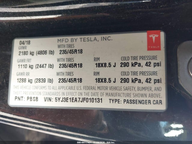 2018 TESLA MODEL 3 5YJ3E1EA7JF010131 Photo 8