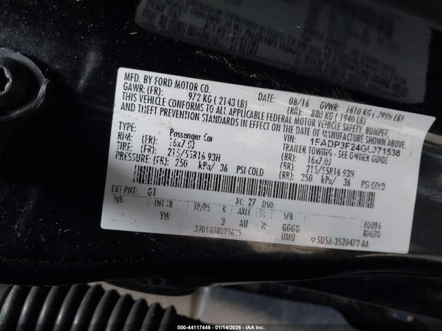 1FADP3F24GL371538 Ford FOCUS SE