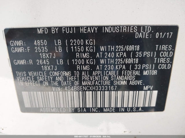 4S4BSENCXH3333167 Subaru Outback 3.6r Limited