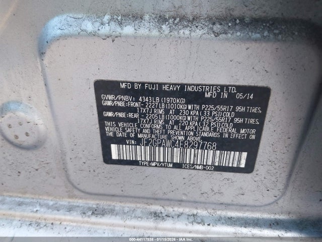 Subaru Xv Crosstrek 2.0i Premium 2014 JF2GPAWC4E8297768 Image 9